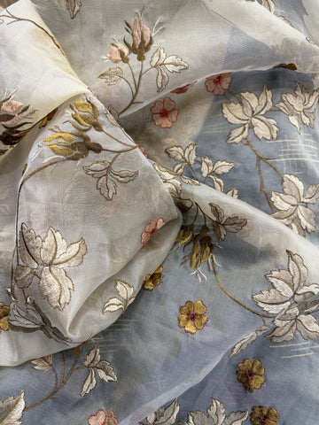 Organza silk with unique Embroidery 55”