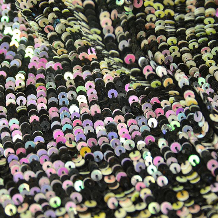 Black and Multicolor Sequins Silk Georgette