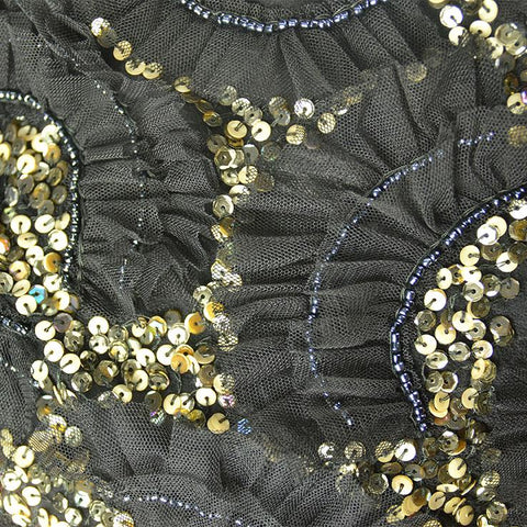 Gold Sequins with Ruffles Silk Georgette