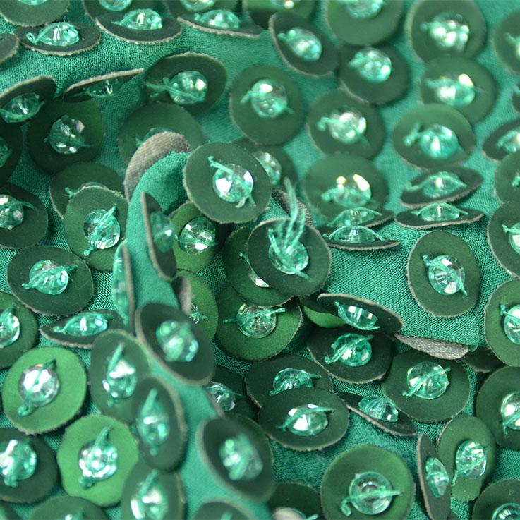 Green Circle Sequins Silk Georgette