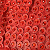 Red Circle Sequins Silk Georgette