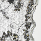 Beaded Floral Pattern with Swirly Stems Lace Fabric
