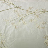 White, Beige, and Green Floral Design Silk Shantung Embroidery