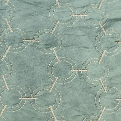 Dashed Circles Connected by Hexagons Silk Shantung Embroidery