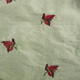 Simple Red Flower Design Silk Shantung Embroidery