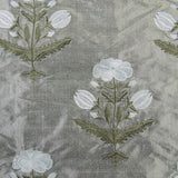 Symmetrical Flowers Silk Shantung Embroidery