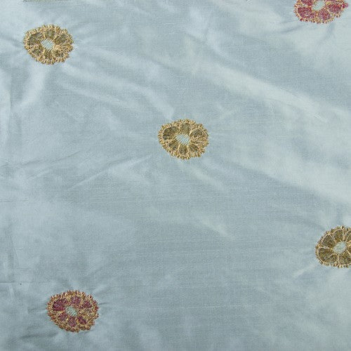 Small Floral Circles Silk Shantung Embroidery