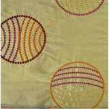Dotted Circles with Lines Silk Shantung Embroidery