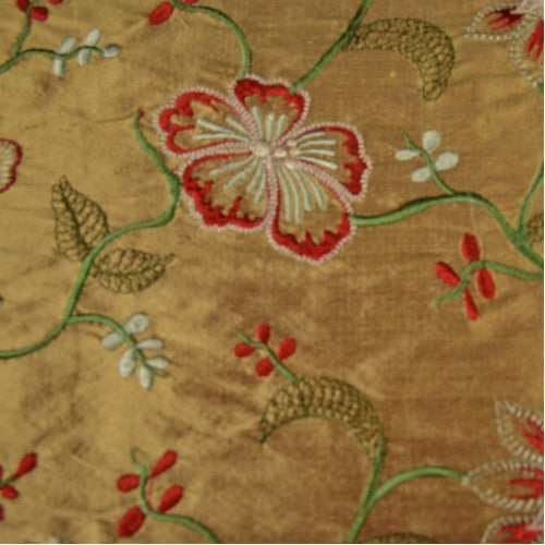 Multi-color Floral Pattern with Small Flowers Silk Shantung Embroidery