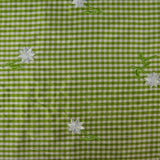 Gingham with Flowers Silk Shantung Embroidery