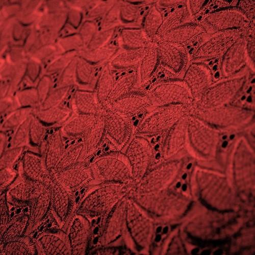 Floral Eyelet Silk Shantung Embroidery