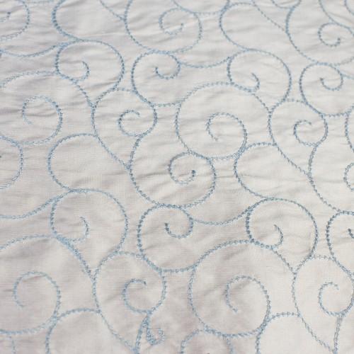 Dotted Swirls Silk Shantung Embroidery