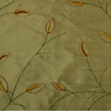 Thin Dotted Leaves and Stems Silk Shantung Embroidery