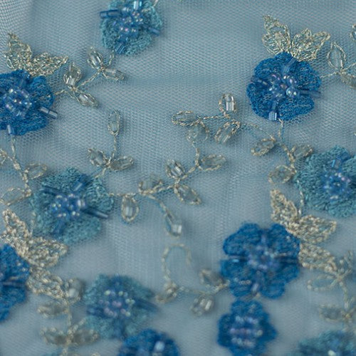 Beaded Flowers Lace Fabric