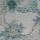 Floral Pattern with Gold and Silver Mirrors Lace Fabric