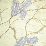 Thin Leaf and Curvy Line Design Silk Shantung Embroidery