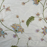Pointy and Swirly Abstract Flowers Silk Shantung Embroidery
