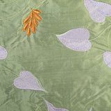 Grape-Shaped Flowers and Heart-Shaped Leaves Silk Shantung Embroidery