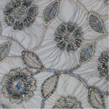 Floral Beaded Thread Design Lace Fabric