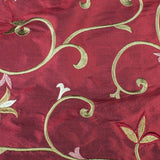Thick Swirly Vines with Sharp Tulips Silk Shantung Embroidery