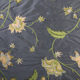 Pointy and Swirly Abstract Flowers Silk Shantung Embroidery