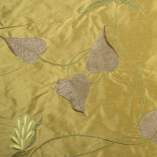 Grape-Shaped Flowers and Heart-Shaped Leaves Silk Shantung Embroidery