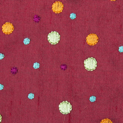Small and Large Polka Dot Pattern Silk Shantung Embroidery