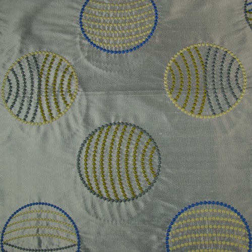 Dotted Circles with Lines Silk Shantung Embroidery