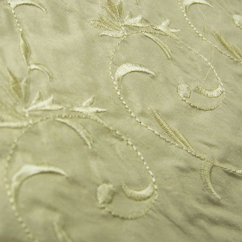 Floral Swirl Pattern Silk Shantung Embroidery