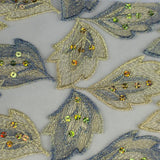 Leaf Pattern with Sequins Lace Fabric