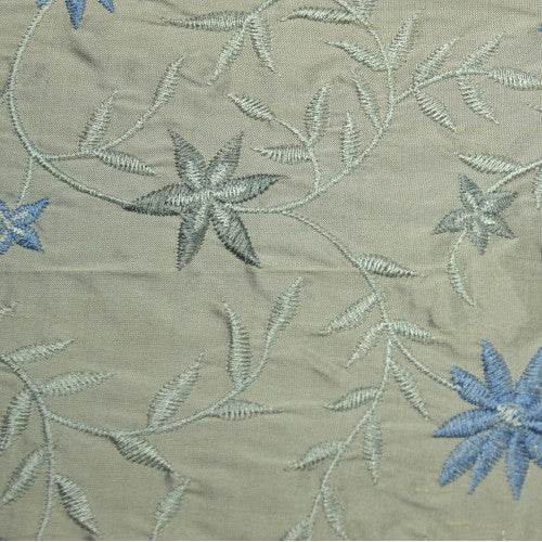 Pointy Flower Design Silk Shantung Embroidery