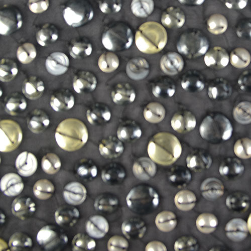 Round Leather Patches with Round/Oblong Silver and Gold Sequins Silk Georgette
