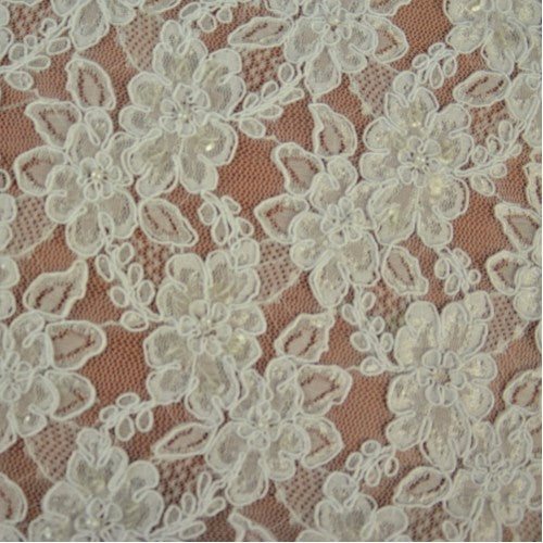 Off-white Floral Pattern Bridal Lace Fabric