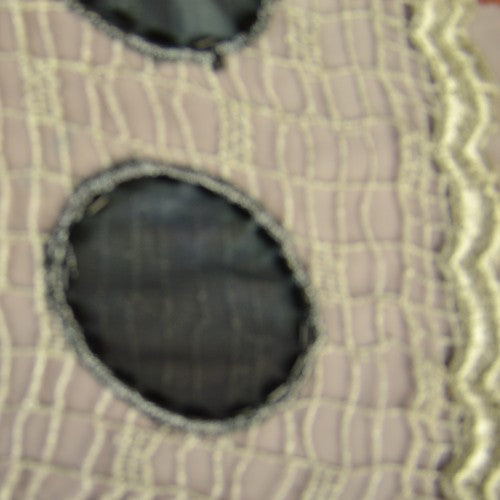Beaded Circle on Gold Net Pattern Lace Fabric