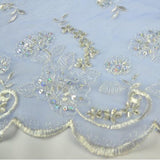 Flower Stitching and Beading Lace Fabric