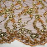 Beaded Floral Pattern, Four Colors Lace Fabric