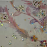 Floral and Feather Multi-color Pattern with Sequins Lace Fabric