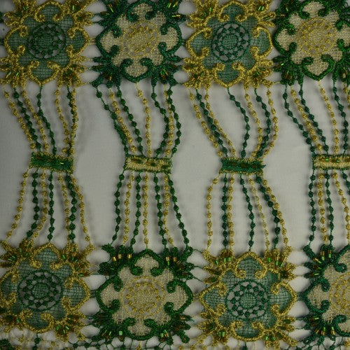 Flowers Connected by Fabric Strings with Circles Lace Fabric