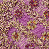 Thin Floral Lined Pattern Lace Fabric