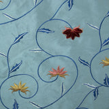 Simple Flowers with Leaves Silk Shantung Embroidery