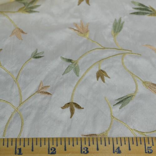 Simple Flower Pattern Silk Shantung Embroidery