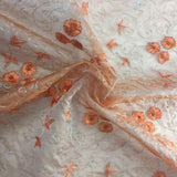 Floral Design with Silver Embroidery Silk Organza
