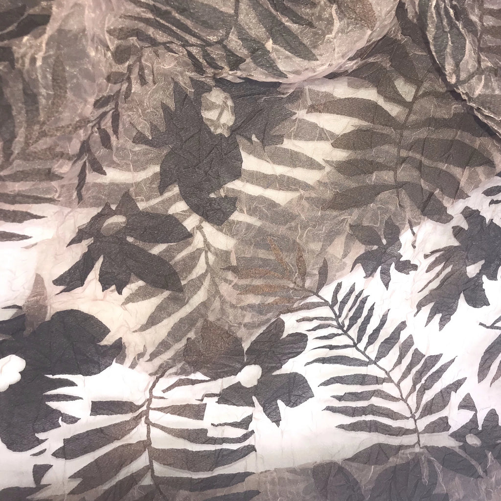 Tinted Big Leaves and Flowers Polyester Organza Jacquard