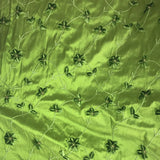 Lime Green Chenille Pearl Silk Shantung Hand-beaded 54''