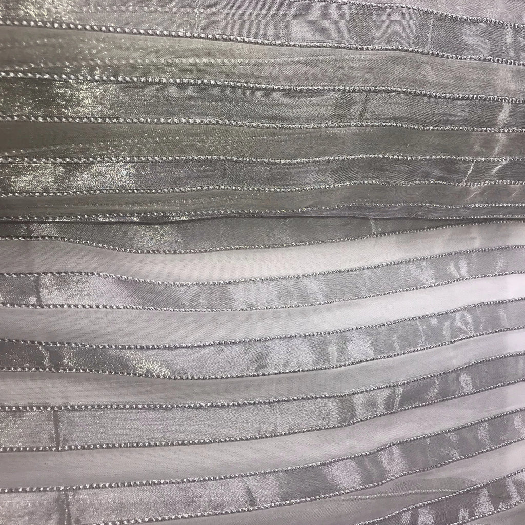 Metallic Stripe with Cord Silk Organza Embroidery
