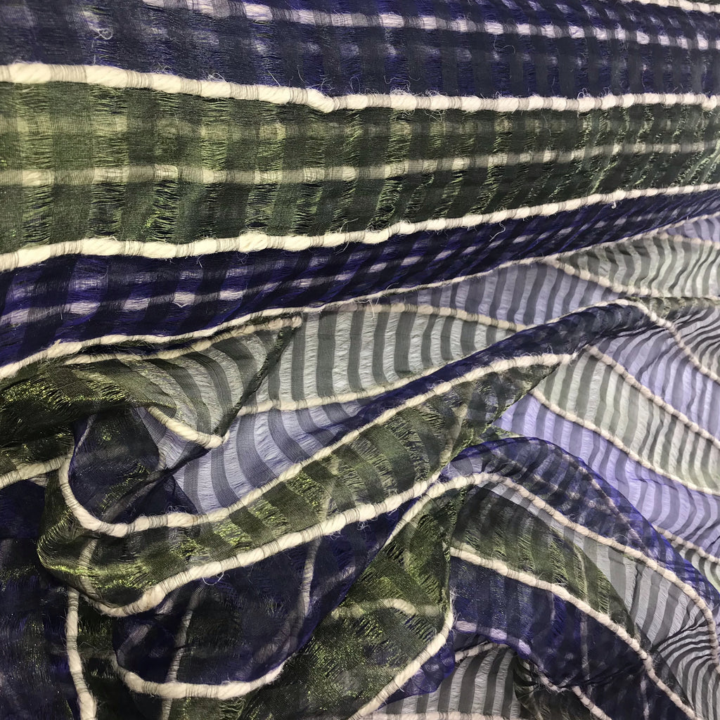 Jude Stripe Pattern Metallic Silk Organza Embroidery