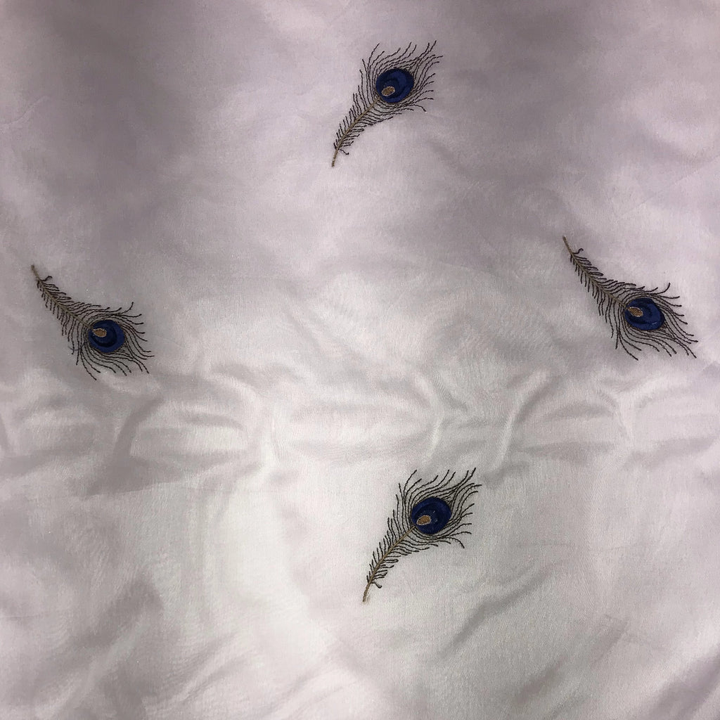 Peacock Feather Design on Silk Organza Embroidery