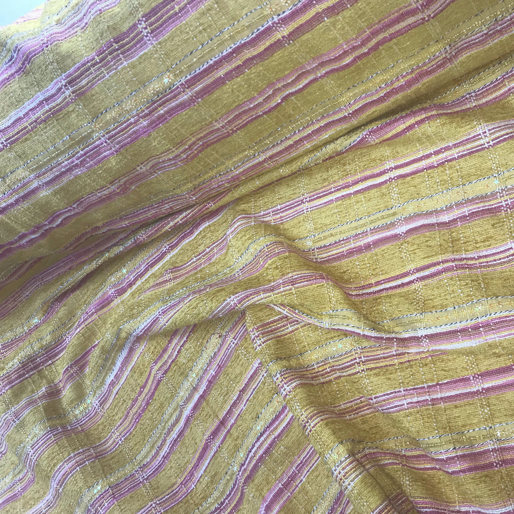 Striped and Beaded Raw Silk Tassar