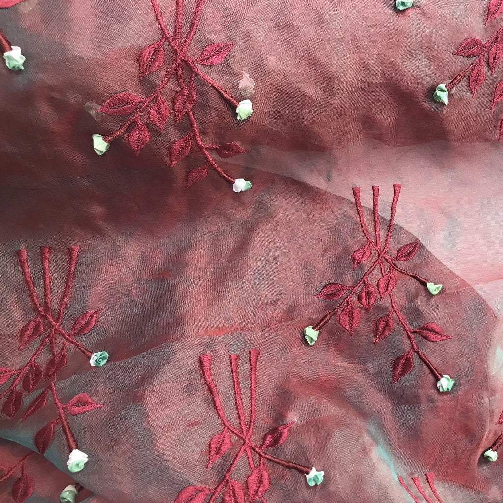 3D Rose Pattern Silk Organza Embroidery