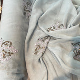 Silk Chiffon Crincle with sequins Handmade 55”